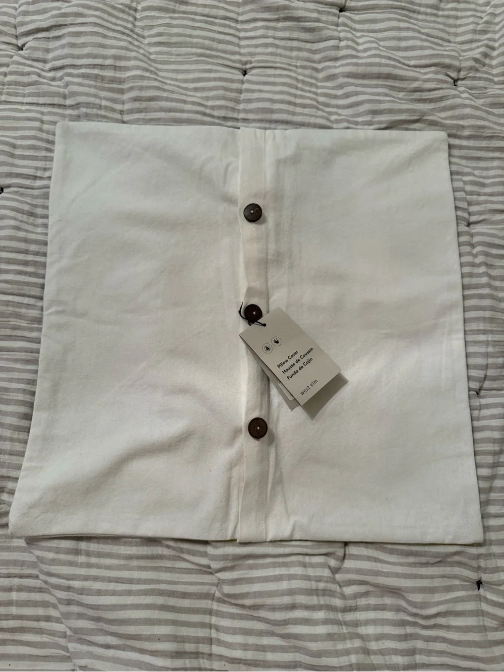 West Elm Crewel pillow cover 18 x 18” NWT Grey, Gold, Cream